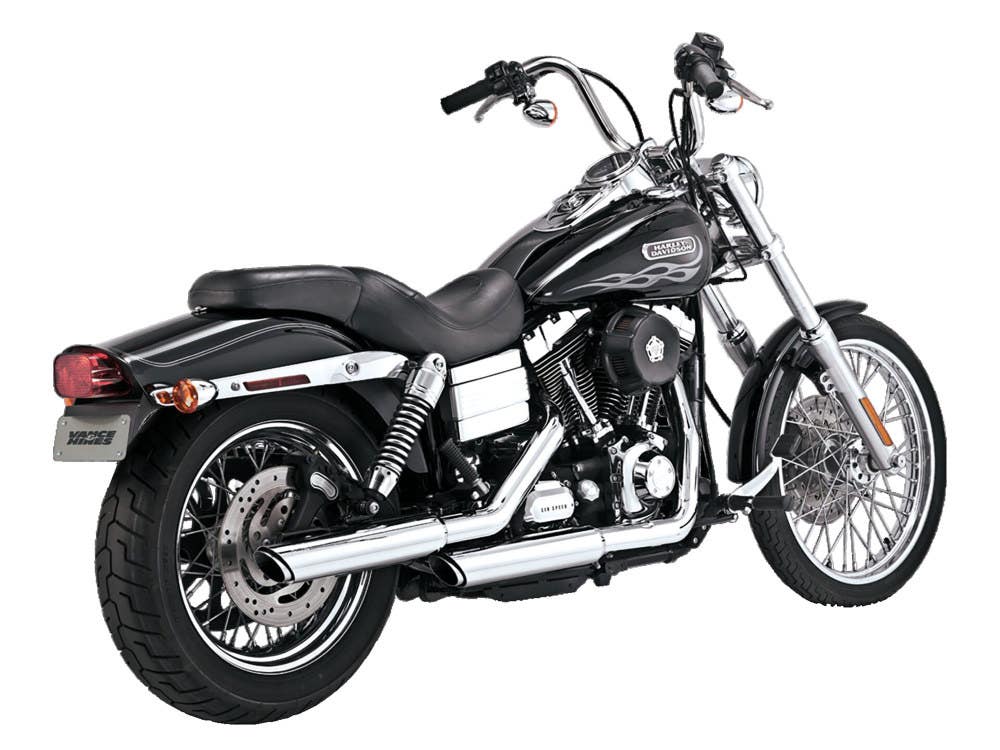 VANCE AND HINES 3IN. TWIN SLASH SLIP-ON MUFFLERS - CHROME. FITS DYNA 1995-2017
