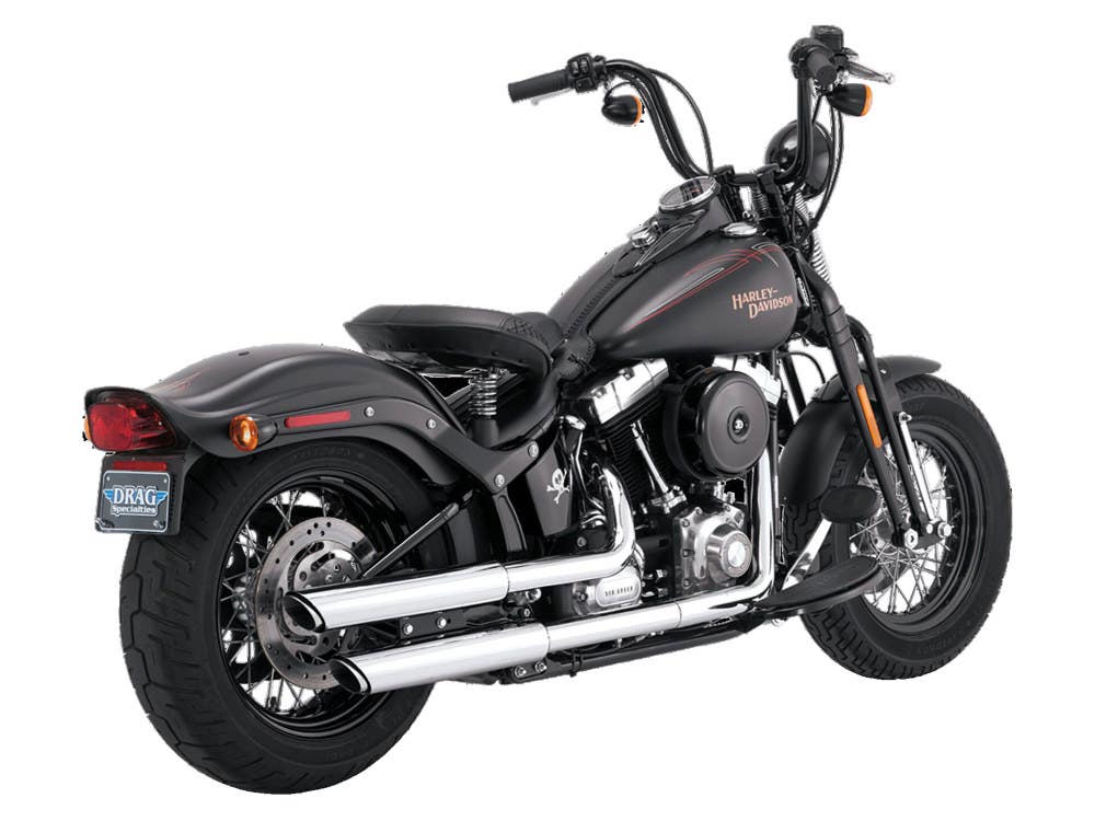 VANCE AND HINES 3IN. TWIN SLASH SLIP-ON MUFFLERS - CHROME. FITS SOFTAIL DELUXE 2007-2017 BLACKLINE 2012-2013 SOFTAIL SLIM 2013-2017 CROSS BONES 2008-2011 & FAT BOY