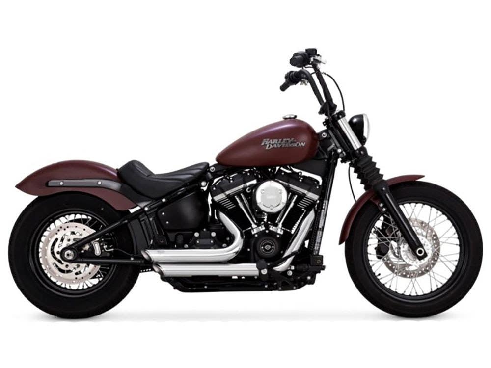 VANCE AND HINES SHORTSHOTS STAGGERED EXHAUST - CHROME. FITS SOFTAIL 2018UP NON-240 TYRE MODELS