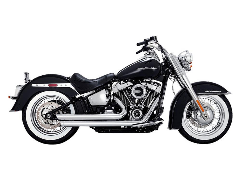 VANCE AND HINES BIG SHOTS STAGGERED EXHAUST - CHROME. FITS SOFTAIL 2018UP NON-240 TYRE MODELS