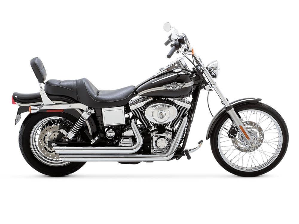 VANCE AND HINES BIG SHOTS STAGGERED EXHAUST - CHROME. FITS DYNA 1991-2005