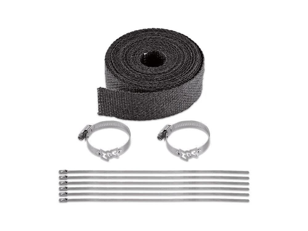 VANCE AND HINES BLACK HEAT WRAP. 2IN. WIDE X 25 FOOT ROLL WITH LOCKING TIES.