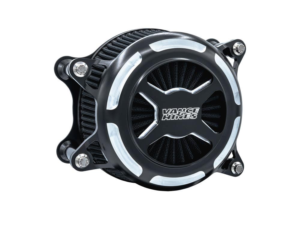 VANCE AND HINES VO2 X AIR CLEANER KIT - BLACK CONTRAST. FITS TWIN CAM 2008-2017 WITH THROTTLE-BY-WIRE