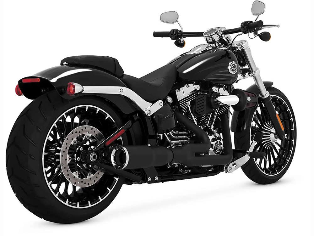 VANCE AND HINES HI-OUTPUT 2-INTO-1 EXHAUST - BLACK. FITS SOFTAIL BREAKOUT 2013-2017