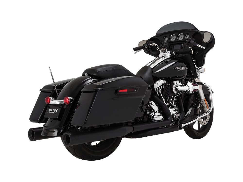 VANCE AND HINES 4IN. ELIMINATOR 400 SLIP-ON MUFFLERS - BLACK WITH BLACK END CAPS. FITS TOURING 1995-2016 & TRIKE 2017-2020