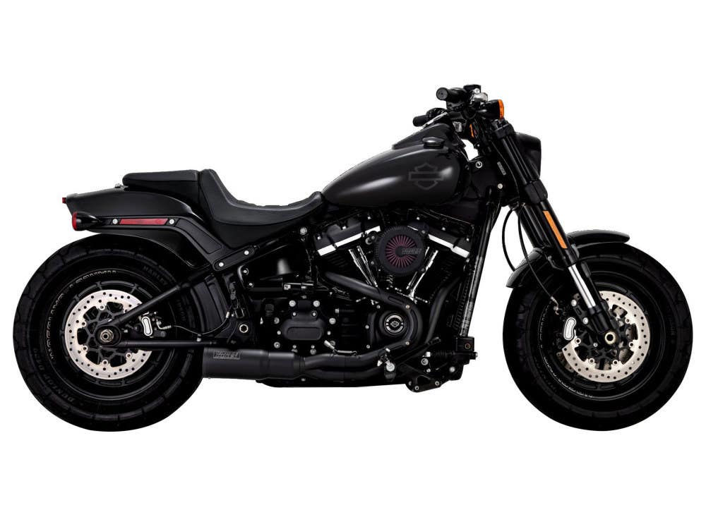 VANCE AND HINES HI-OUTPUT 2-INTO-1 EXHAUST - BLACK. FITS SOFTAIL 2018UP NON-240 TYRE MODELS