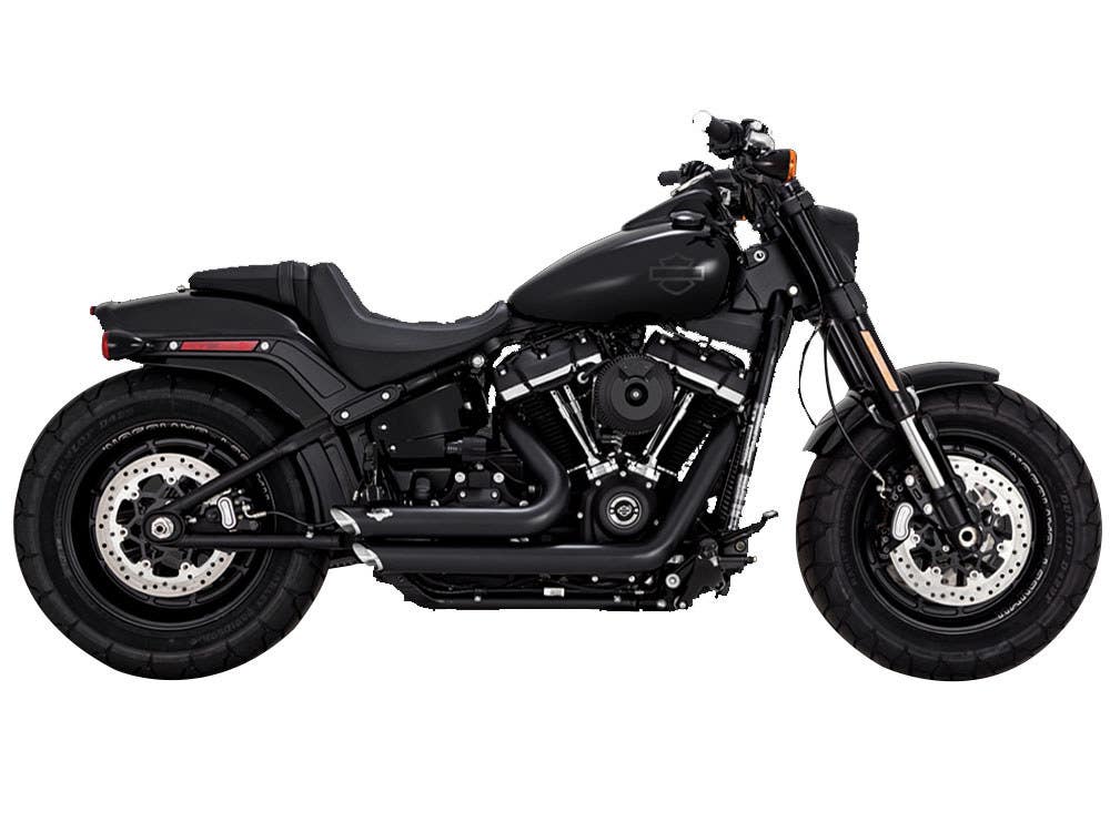 VANCE AND HINES SHORTSHOTS STAGGERED EXHAUST - BLACK. FITS SOFTAIL 2018UP NON-240 TYRE MODELS