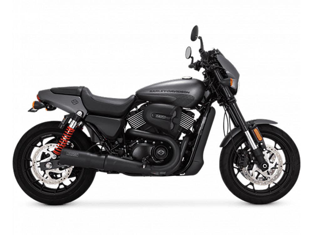 VANCE AND HINES HI OUTPUT SLIP-ON MUFFLER - BLACK WITH BLACK END CAP. FITS STREET 2015-2020.