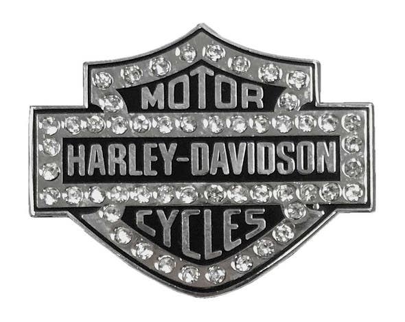 HARLEY-DAVIDSON RHINESTONE TEXT BAR AND SHIELD PIN