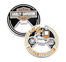 HARLEY-DAVIDSON FILLER UP BOTTLE OPENER COIN
