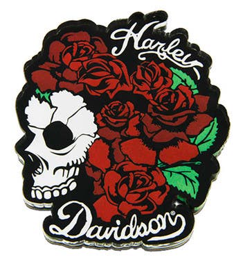 HARLEY-DAVIDSON ROSE SKULL ACRYLIC MAGNET