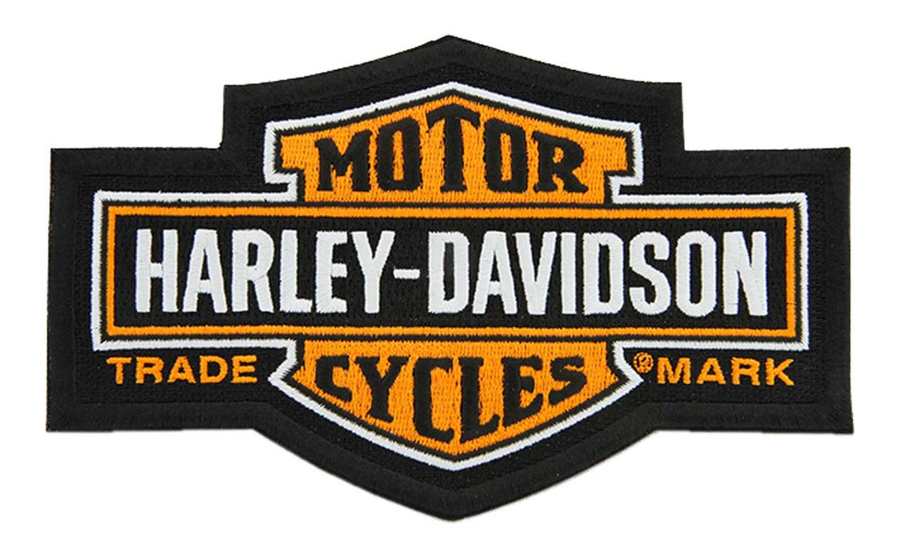HARLEY-DAVIDSON 7.25 IN. EMBROIDERED TRADEMARK BAR AND SHIELD EMBLEM SEW-ON PATCH