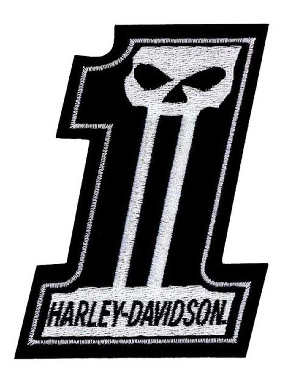 HARLEY-DAVIDSON 3 IN. EMBROIDERED DARK CUSTOM #1 SKULL SMALL EMBLEM SEW-ON PATCH
