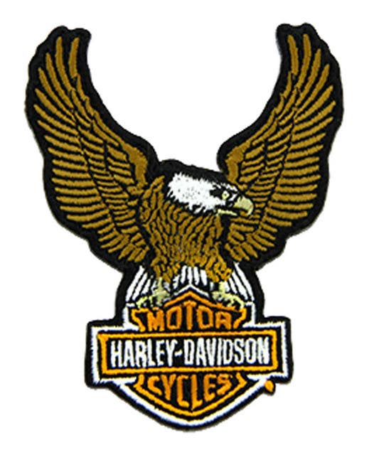 HARLEY-DAVIDSON 3.5 IN EMBROIDERED BROWN EAGLE BAR AND SHIELD EMBLEM SEW-ON PATCH