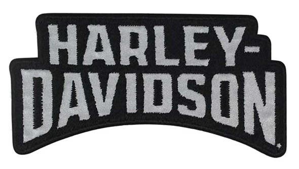 HARLEY-DAVIDSON 4 INCH REFLECTIVE EMBROIDERED STACKED H-D EMBLEM SEW-ON PATCH
