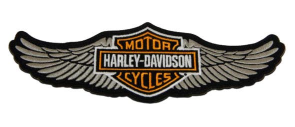 HARLEY-DAVIDSON 8 IN. EMBROIDERED WINGED BAR AND SHIELD LOGO EMBLEM SEW-ON PATCH