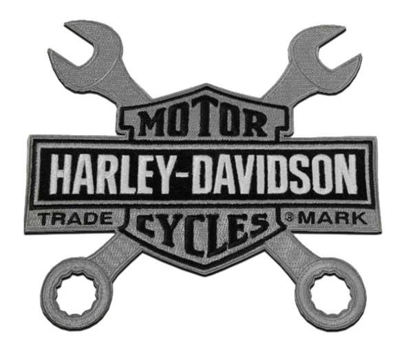 HARLEY-DAVIDSON 8 IN. EMBROIDERED WRENCHES BAR AND SHIELD LOGO EMBLEM SEW-ON PATCH