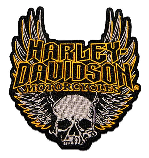 HARLEY-DAVIDSON 4.5IN. WOVEN WINGED SKULL EMBLEM SEW-ON PATCH