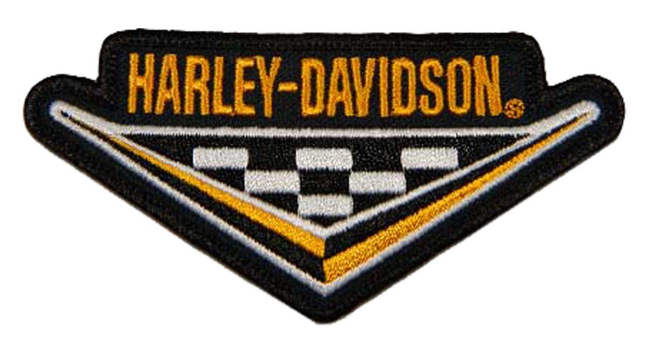 HARLEY-DAVIDSON 4 IN. EMBROIDERED NOSTALGIA H-D CHECKER TRI EMBLEM SEW-ON PATCH