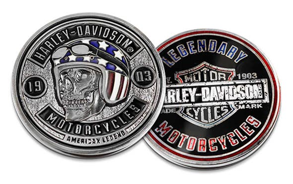 HARLEY-DAVIDSON SKULL FLAG COIN