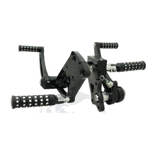 #SCORPION FORWARD CONTROL BLACK SLOTTED W/MICRO HOLES CHR PEGS TWIN CAM SOFTAIL STD