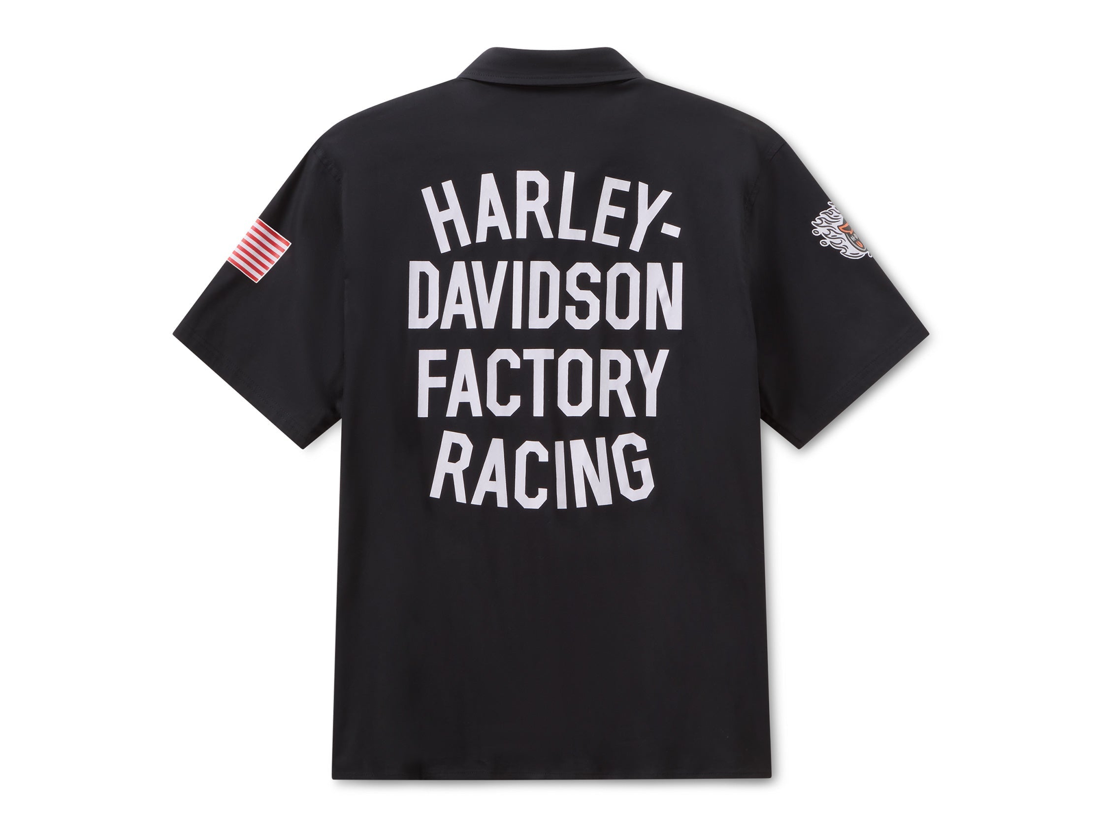 Harley-Davidson 96377-26VX Factory Racing Shirt – Black Cotton Collared ...