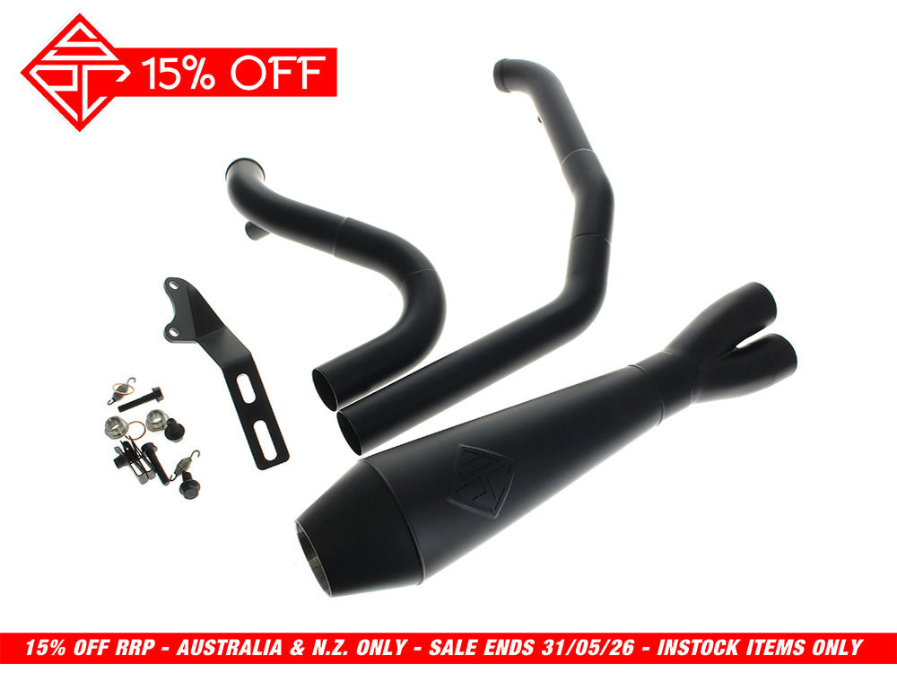 2-into-1 4.5in. Big Bore Exhaust - Black. Fits Dyna 2006-2017 - SP Concepts Exhaust