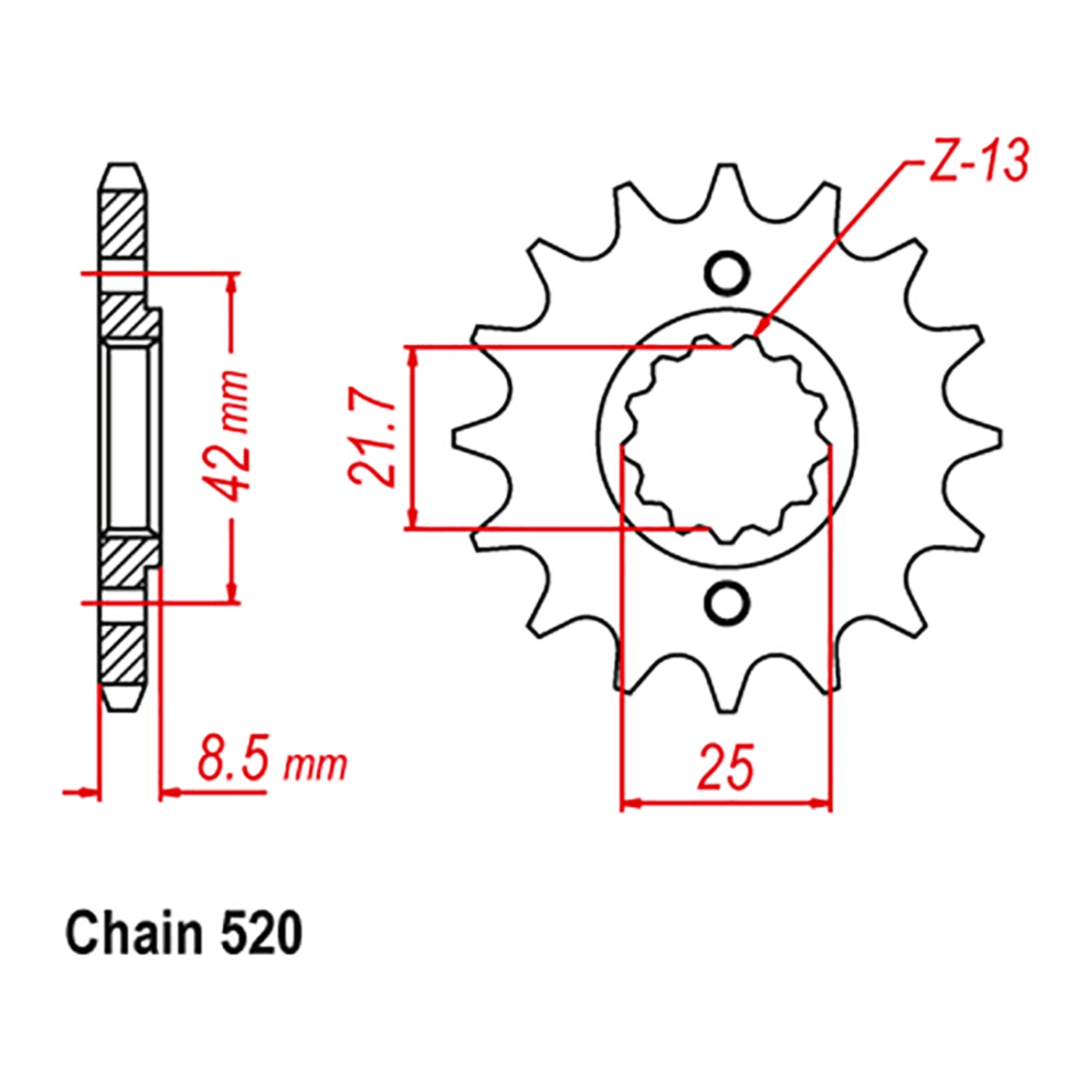 MTX 516 Steel Front Sprocket #520 (17T) (10-126-17)