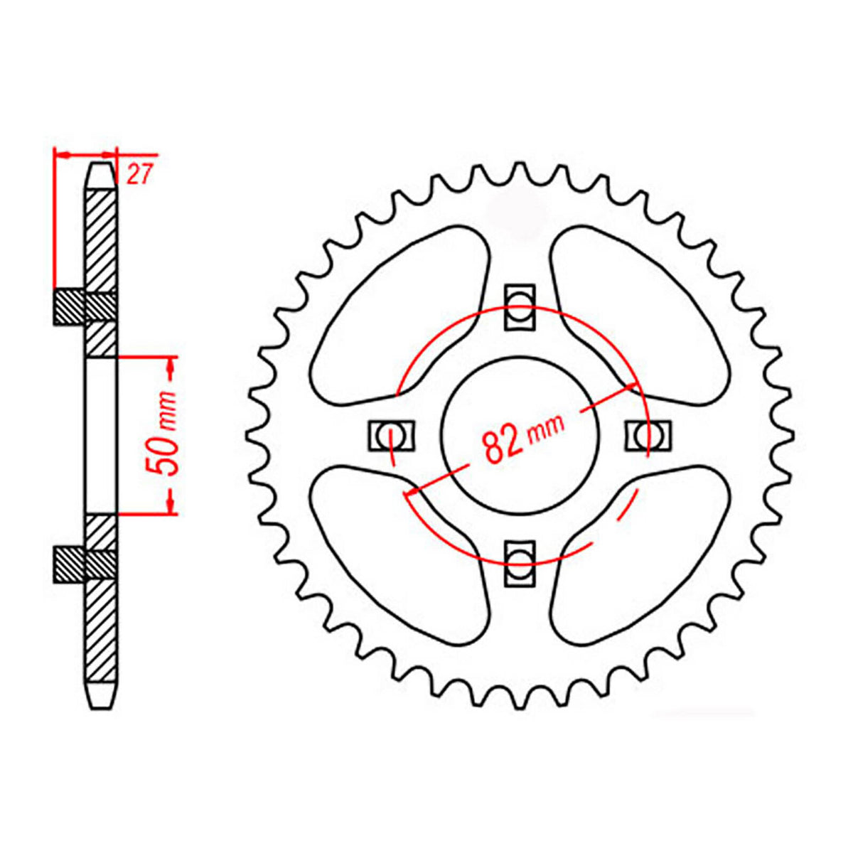 MTX 256 Steel Rear Sprocket #420 (44T) (11-153-44)