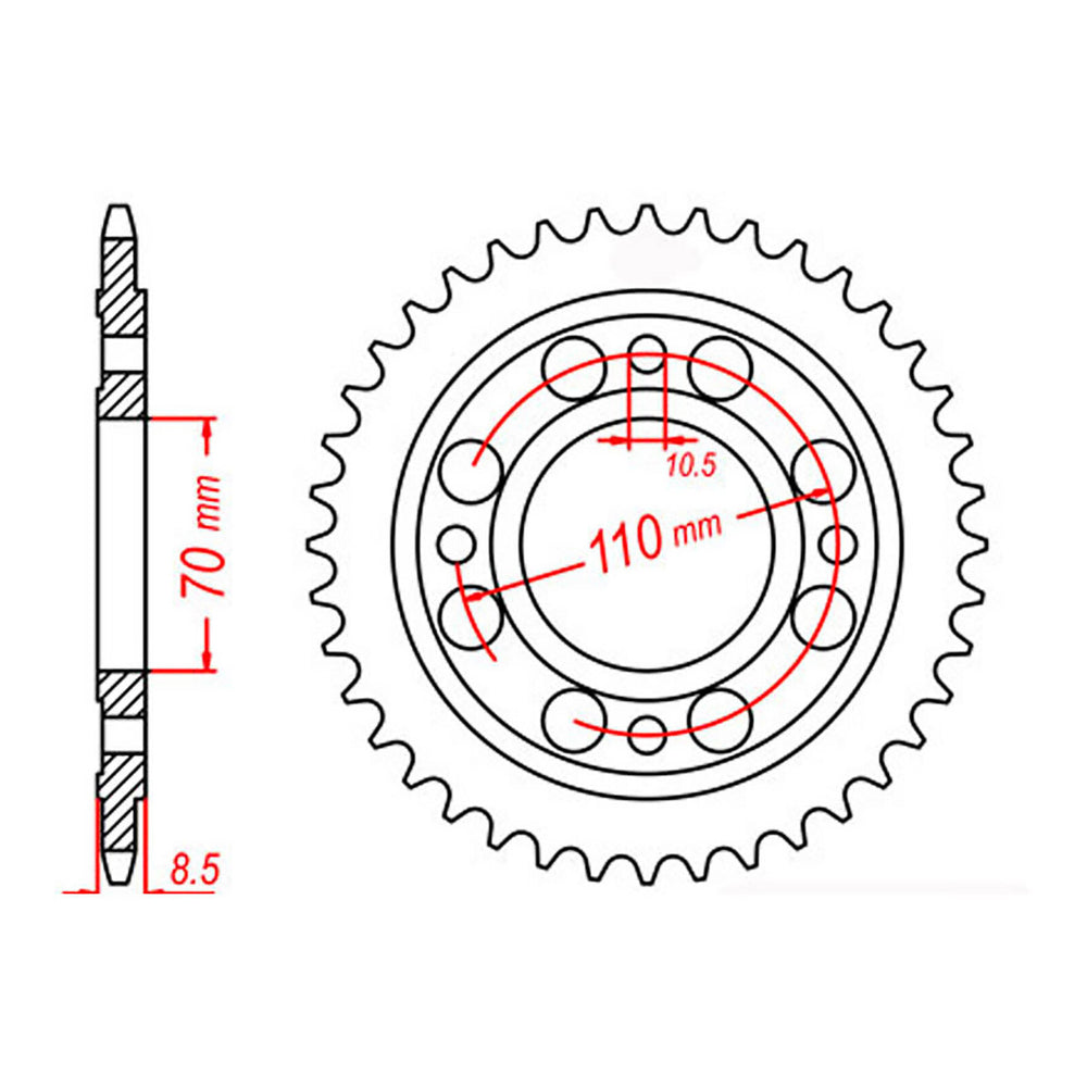 MTX 247 Steel Rear Sprocket #520 (44T) (11-443-44)