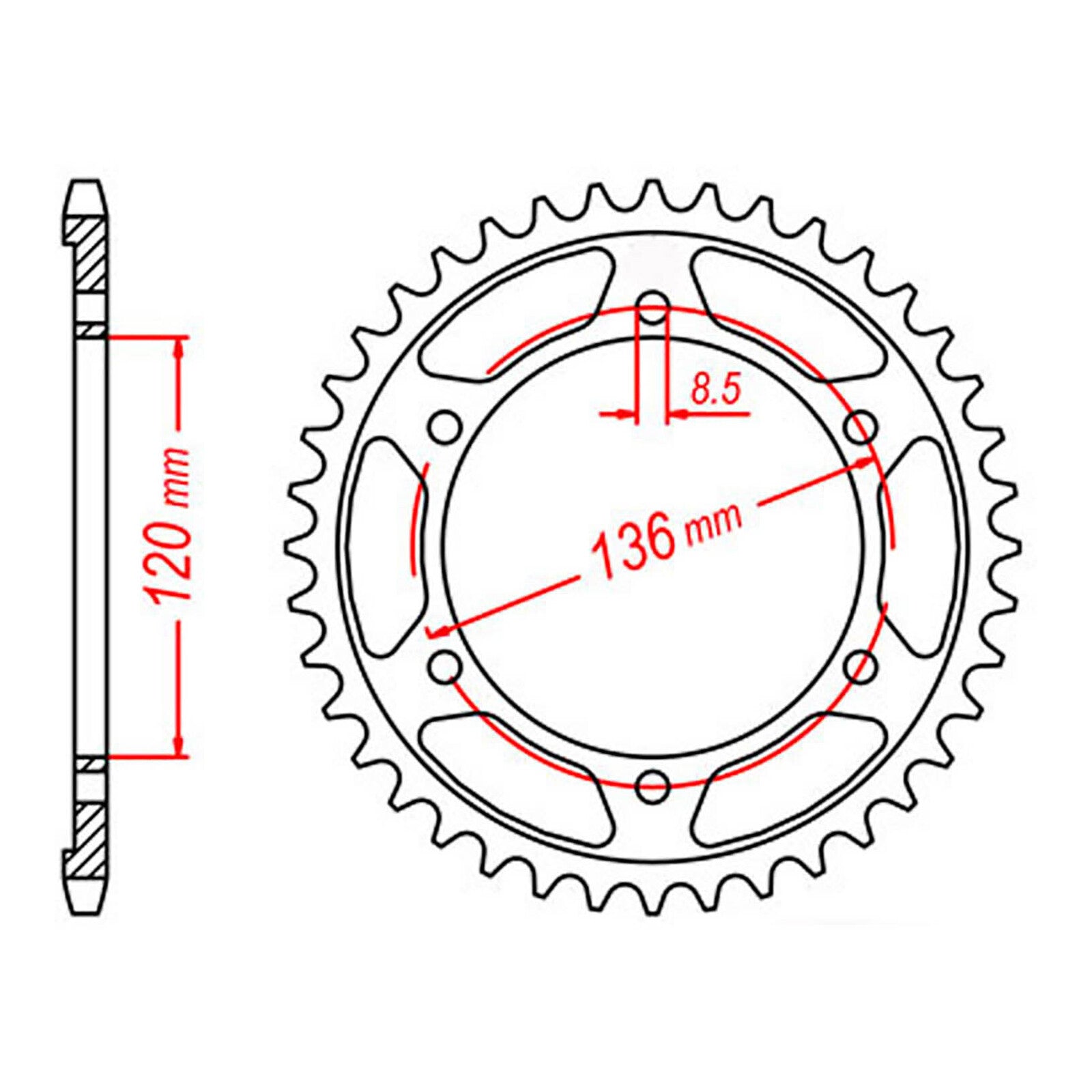 MTX 1847 Steel Rear Sprocket #428 (57T) (11-1HX-57)