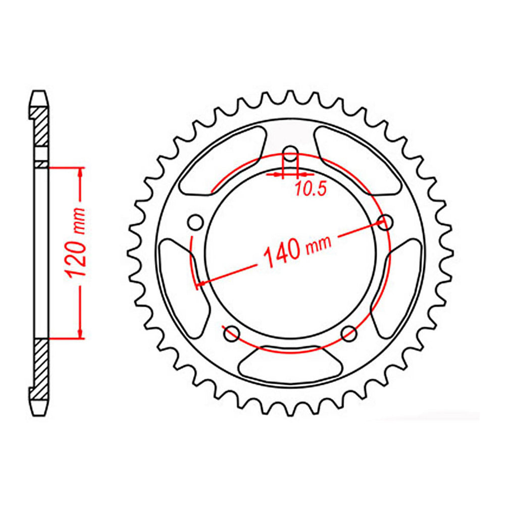 MTX 1800 Steel Rear Sprocket #530 (45T) (11-41F-45)