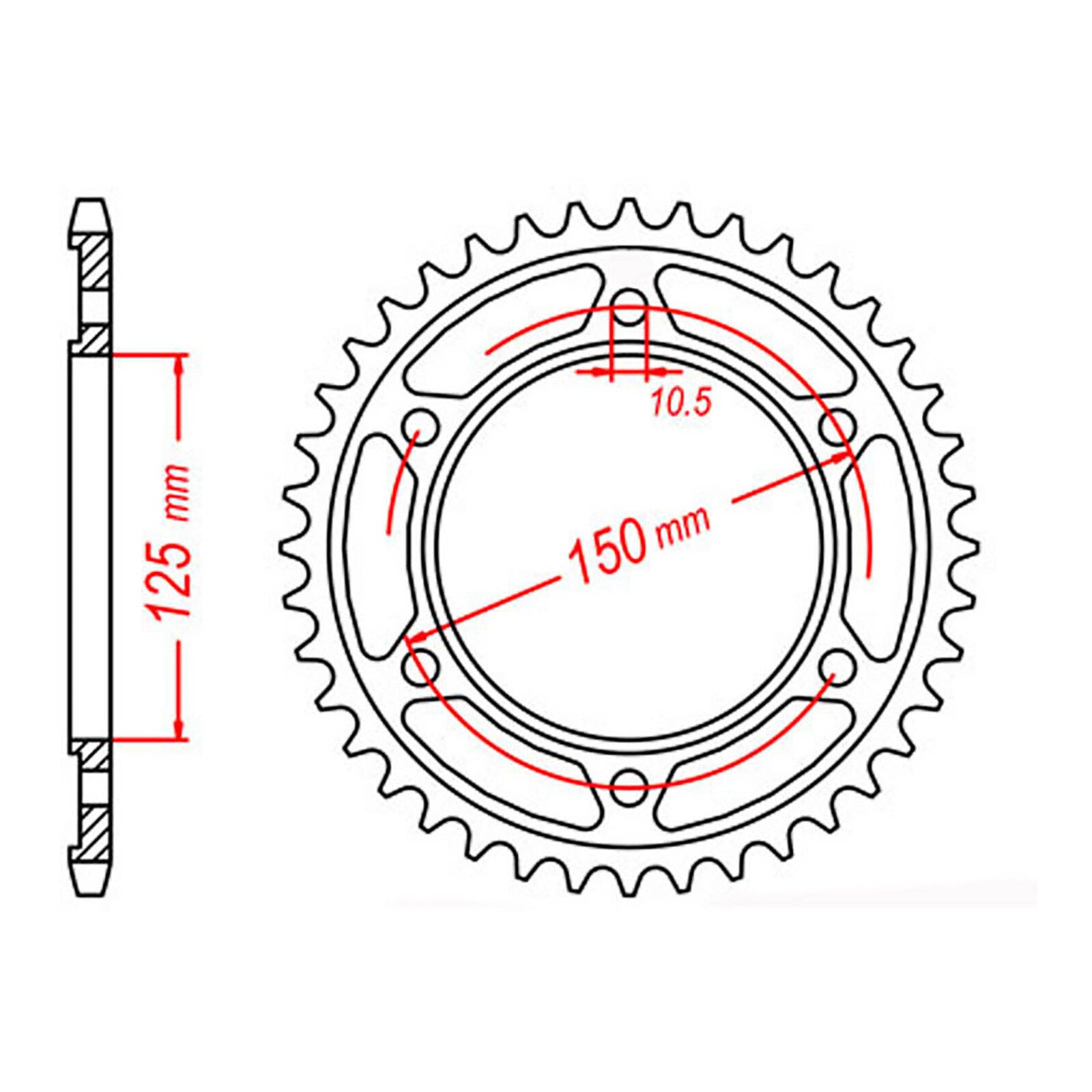 MTX 899 Steel Rear Sprocket #525 (44T) (11-KM5-44)