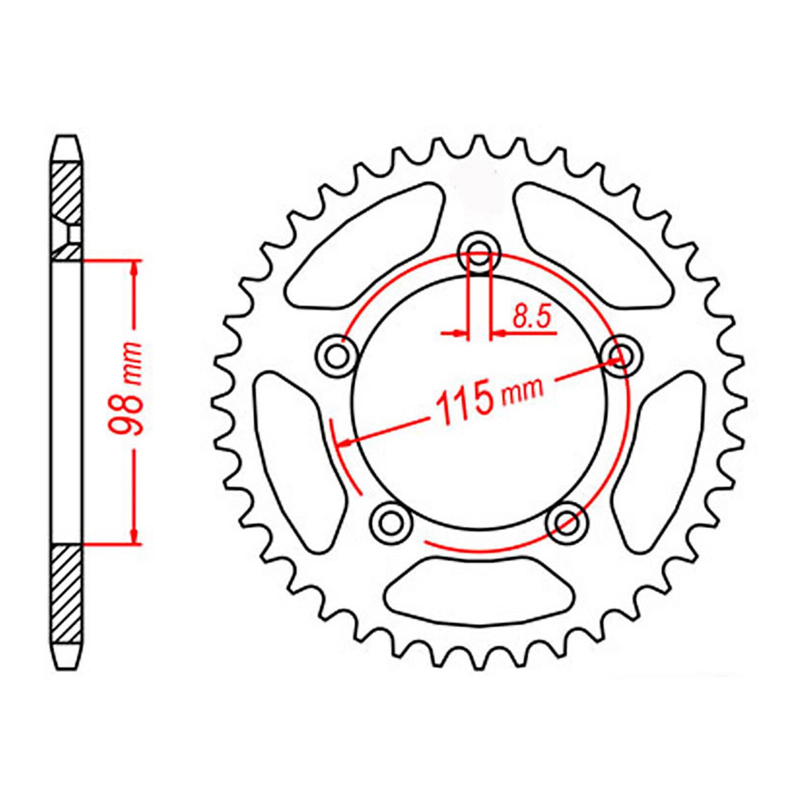 MTX 894 Steel Rear Sprocket #420 (47T) (11-KMX-47)