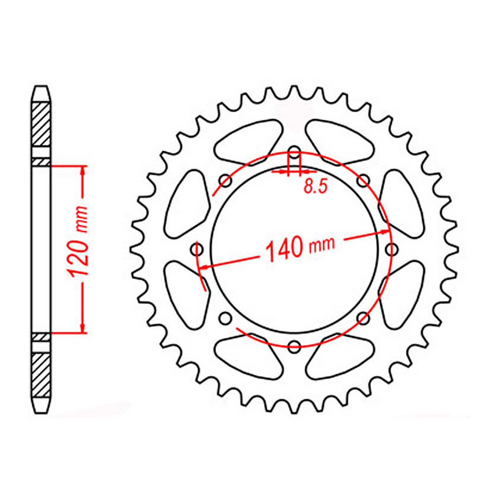 MTX 487 Steel Rear Sprocket #520 (44T) (11-186-44)