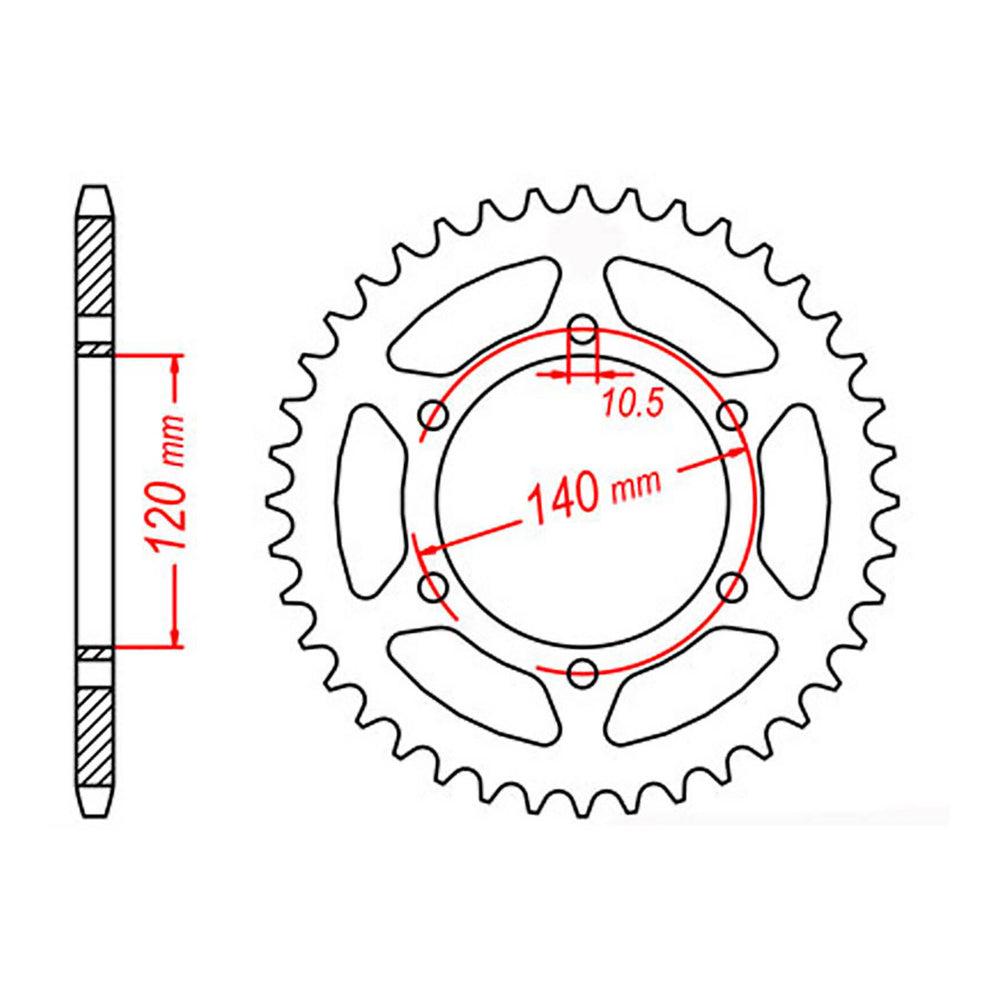 MTX 498 Steel Rear Sprocket #525 (46T) (11-ZXR-46)