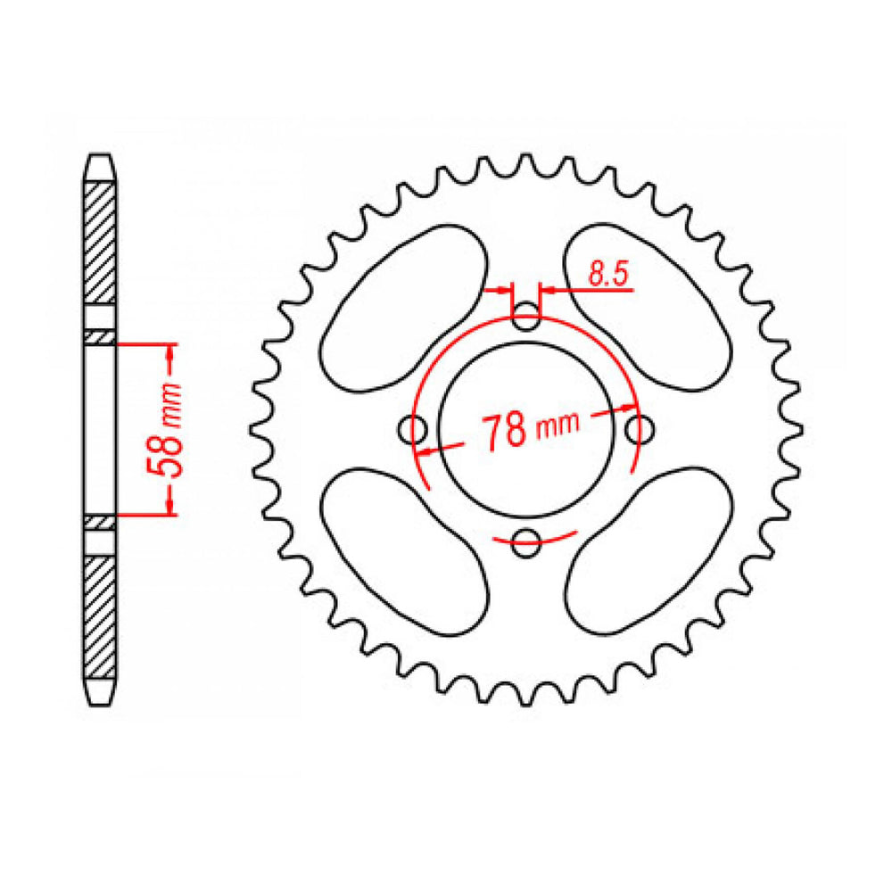 MTX 810 Steel Rear Sprocket #428 (47T) (11-208-47)