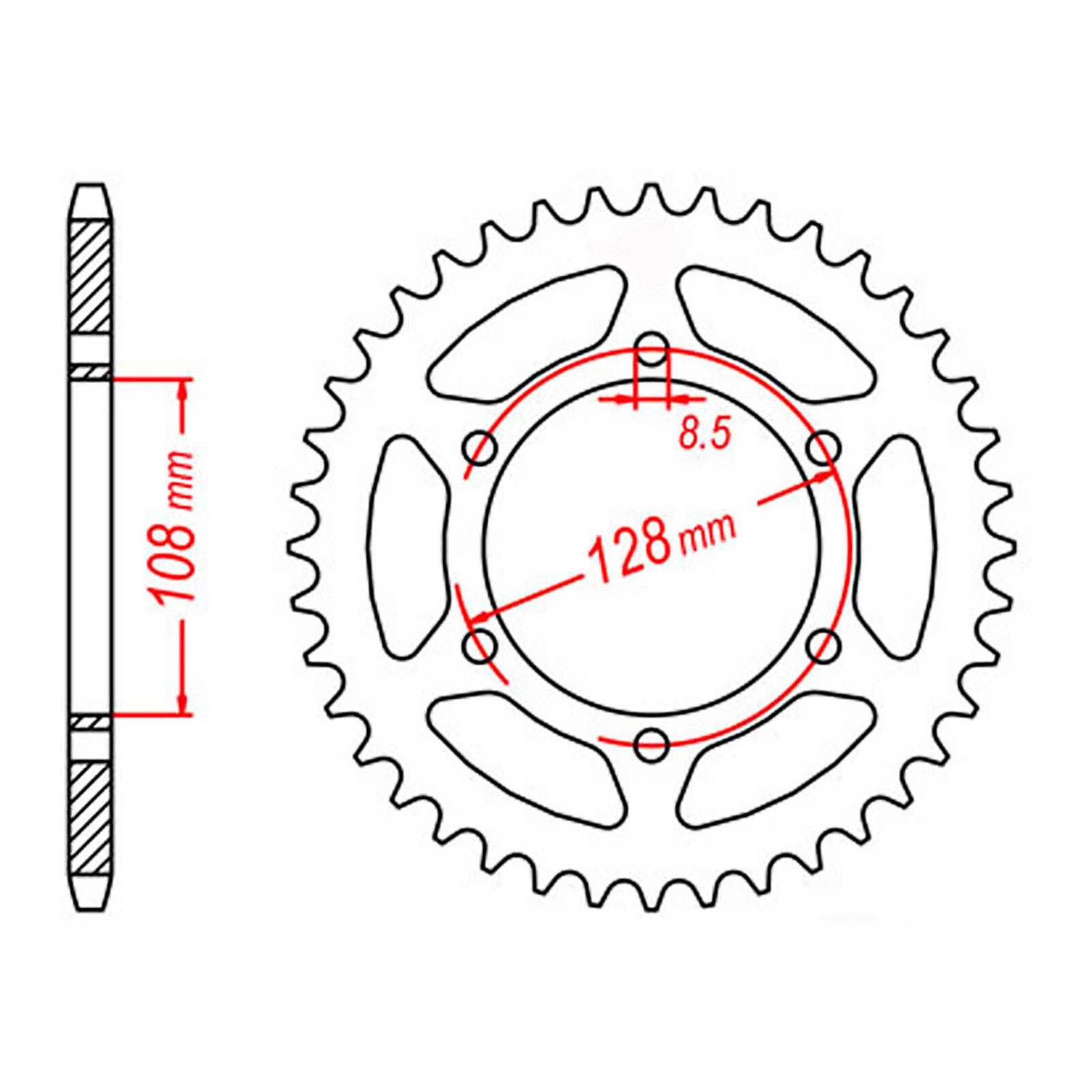 MTX 804 Steel Rear Sprocket #428 (53T) (11-487-53)