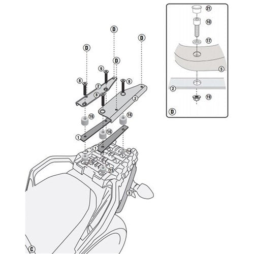 GIVI SPECIFIC MONOLOCK REAR RACK - SUZUKI DL1000 V-STROM 14-16 (PLATE INCLUDED)  [ONC01]