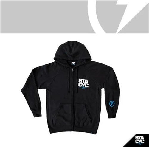 STACYC APPAREL (Hoodies) APPAREL - HOODIE ZIP UP STACKED LOGO - WOMENS / S / BLACK #