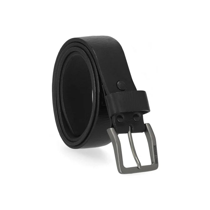 Harley-Davidson Men’s Embossed HD Logo Genuine Leather Belt – Black