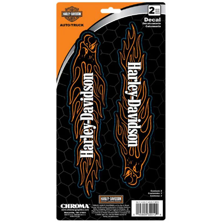 Harley-Davidson Flaming Eagle Vinyl Decal 6″×12″ – Black & Orange Graphic (CG32012)