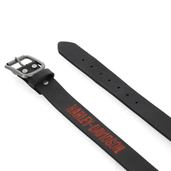Harley-Davidson Men's Embossed H-D Scripted Genuine Leather Belt - Black