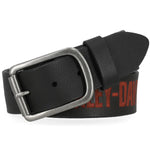 Harley-Davidson Men's Embossed H-D Scripted Genuine Leather Belt - Black