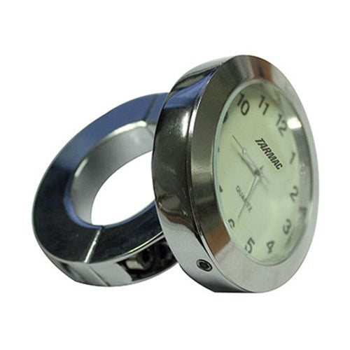 TARMAC CHROME W/PROOF SUPER GLOW CLOCK FOR 7/8 and 1-1/8 H/BAR