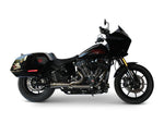 Two Brothers Racing Shorty Turnout 2-into-1 Exhaust - Stainless Steel with Black End Cap. Fits Softail 2025up with Non-240 Rear Tyre