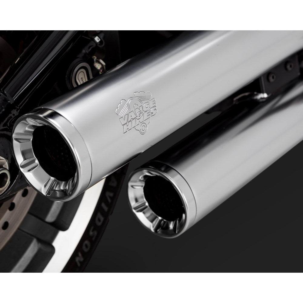 V & H ELIMINATOR 300 SLIP-ONS *SATIN* CHROME SOFTAIL 18-22 (EXC FXFB/FLDE/FLHC-ALL) (WILL BECOME V16322) [ONC01]