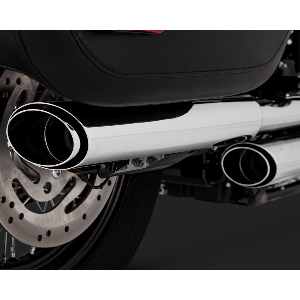 V&H TWIN SLASH CHROME SOFTAIL 18-20 (FITS: HERITAGE + DELUX) (WILL BECOME V16379) [ONC01] 