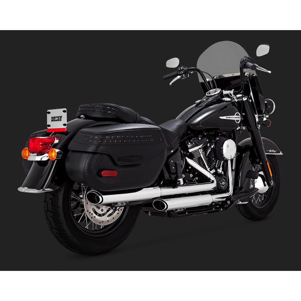 V&H TWIN SLASH CHROME SOFTAIL 18-20 (FITS: HERITAGE + DELUX) (WILL BECOME V16379) [ONC01]