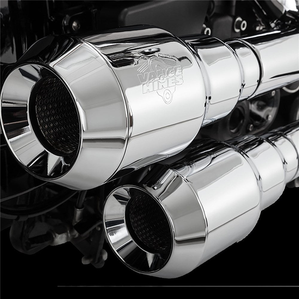 V&H HI-OUTPUT GRENADES 2-2 CHROME/CHROME END CAPS DYNA 06-17 (EXC SWITCHBACK) [ONC01] 